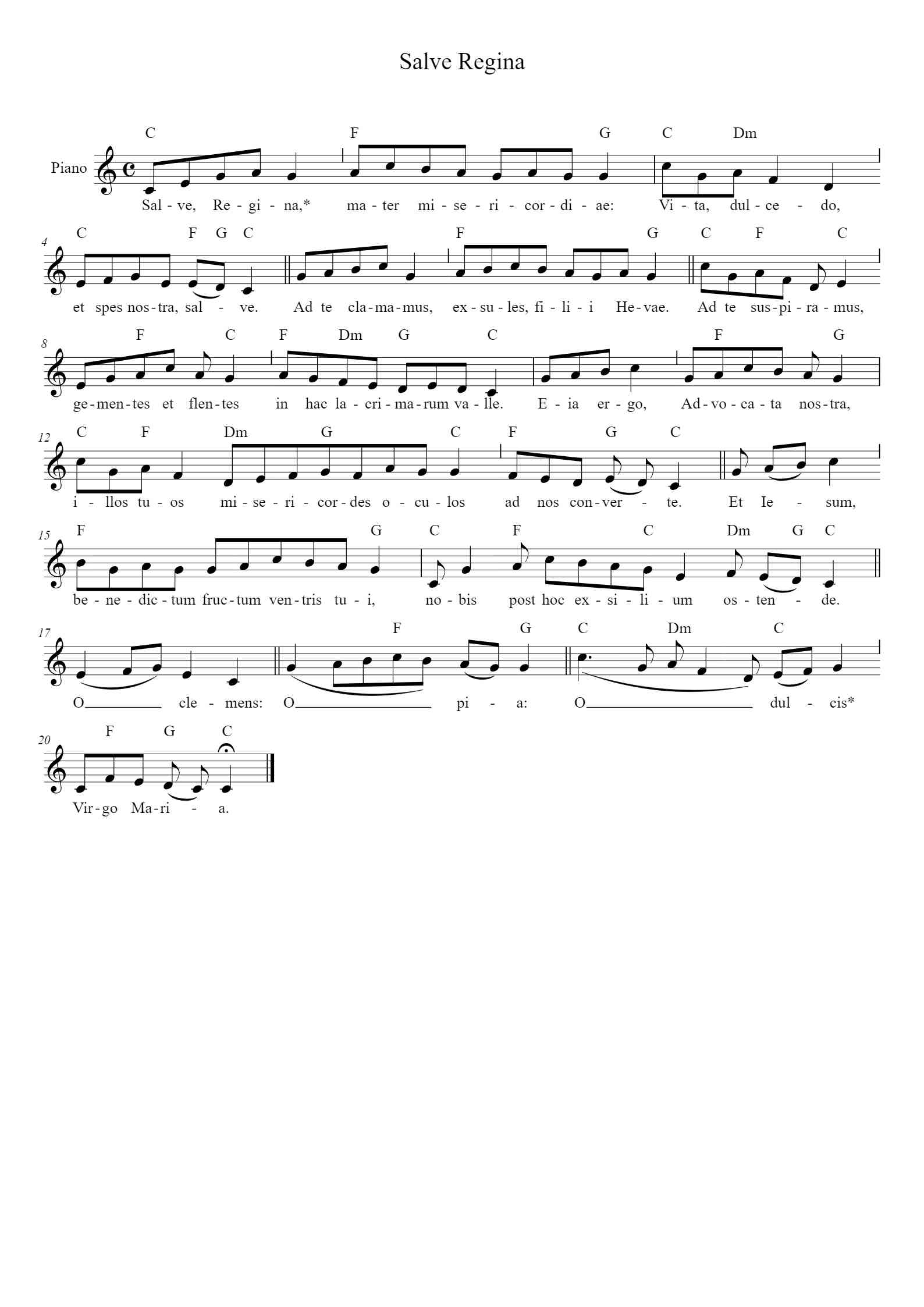 Salve Regina Piano Sheet Music By Canto Gregoriano TOPiano Salve Regina Piano Sheet Music By Canto Gregoriano TOPiano