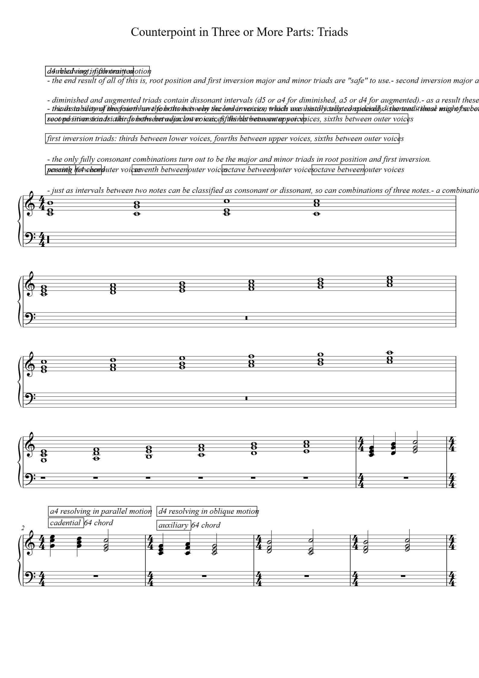Triple Counterpoint 'Counterpoint in Three or More Parts: Triads' - Beginner Piano Sheet ...