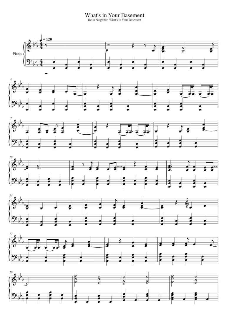 Random Encounters Hello Neighbor What's In Your Basement 'Hello Neighbor: What's in Your Basement' - Piano Sheet Music By Random