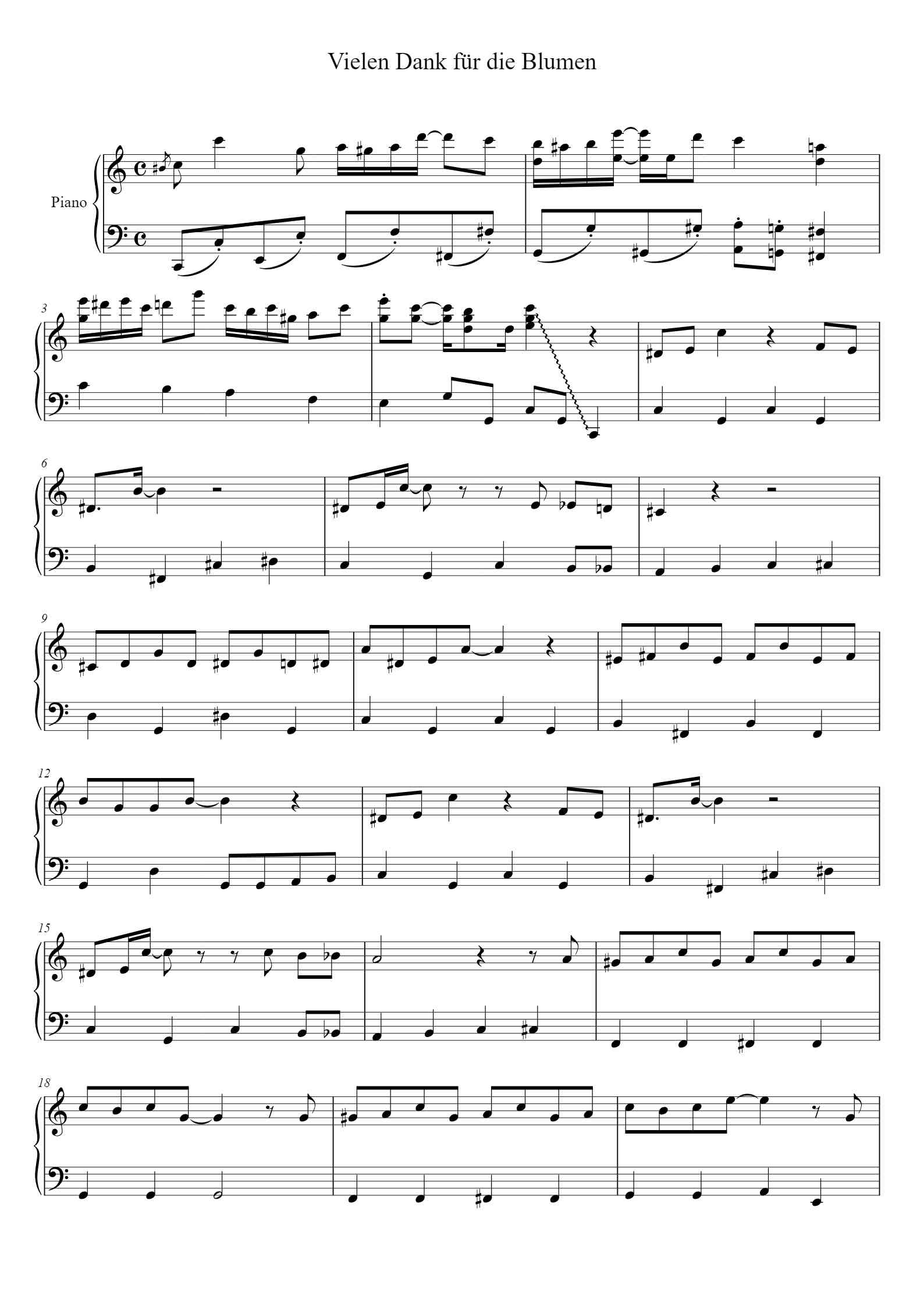 Vielen Dank Für Die Blumen Piano Noten 'Vielen Dank für die Blumen' - Piano Sheet Music By Udo Jürgens | TOPiano