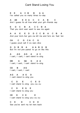 Cant Stand Losing You Piano letter notes by The Police - Arr.Bettiane Rexpoe