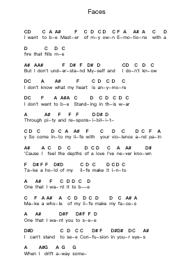 Faces Piano letter notes by Warning - Arr.Quingar