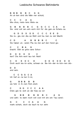 Lesbische Schwarze Behinderte Piano letter notes by Die Toten Hosen - Arr.Deirmand