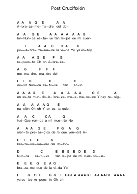 Post Crucifixión Piano letter notes by Pescado Rabioso - Arr.Steinty