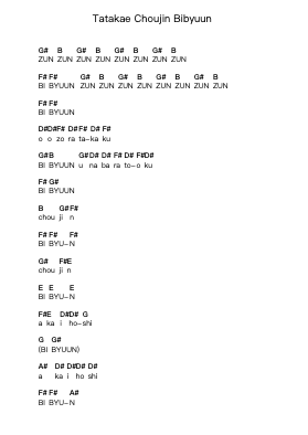 Tatakae Choujin Bibyuun ピアノの音符 by Animetal - Arr.Philley Mabna