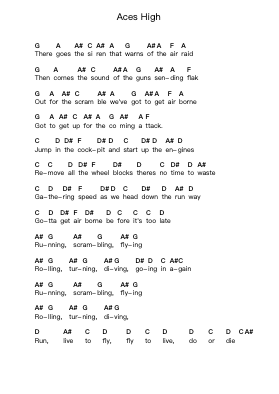 Aces High Piano letter notes by Iron Maiden - Arr.Raemen