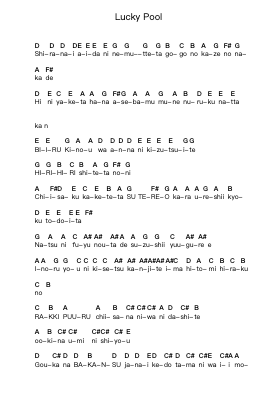 Lucky Pool Piano letter notes by JUDY AND MARY - Arr.Eipscam Lynpham