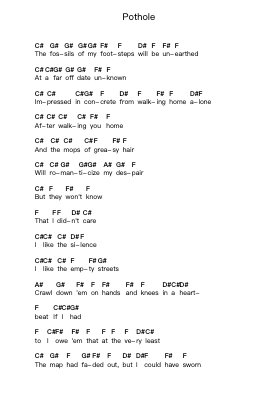 Pothole Piano letter notes by Modern Baseball - Arr.Harruth