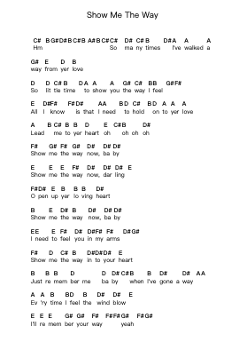 Show Me The Way 鋼琴字母譜由 Badlands - 編曲 Arkirk Janeien