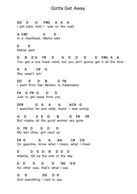 Gotta Get Away Piano letter notes by The Black Keys - Arr.Jecie Youngjean
