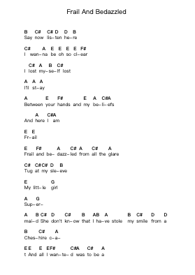 Frail And Bedazzled Piano letter notes by The Smashing Pumpkins - Arr.Wheenan