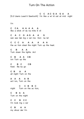 Turn On The Action Piano letter notes by Dokken - Arr.Hughwe Ferpys
