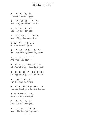 Doctor Doctor Piano letter notes by UFO - Arr.Cofdrich Maugnold