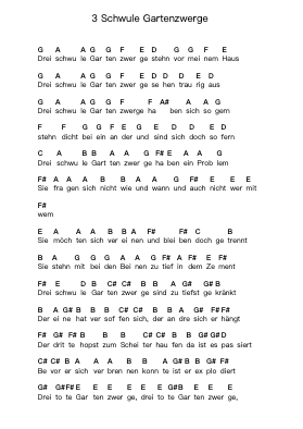 3 Schwule Gartenzwerge Piano letter notes by EAV (Erste Allgemeine Verunsicherung) - Arr.Yulejah