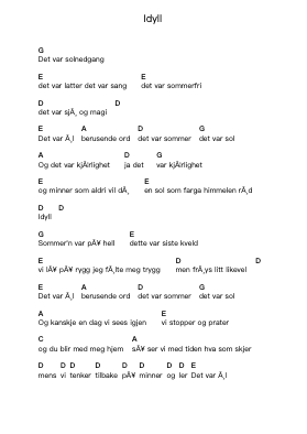Idyll Piano letter notes by Postgirobygget - Arr.Doypoe Moitram
