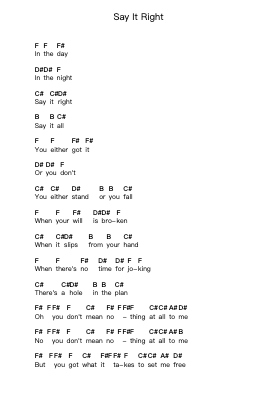 Say It Right 鋼琴字母譜由 Nelly Furtado - 編曲 Kathmann