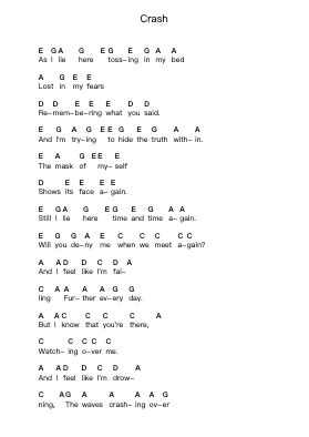 Crash ピアノの音符 by 12 Stones - Arr.Regbob Diachols