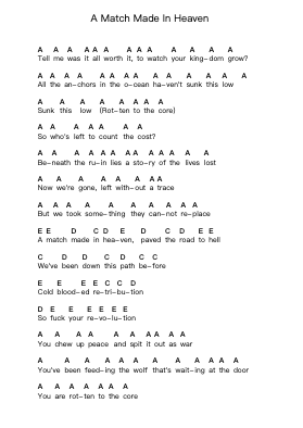 A Match Made In Heaven Piano letter notes by Architects - Arr.Fieldsid Zoecob