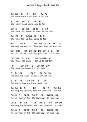 White Flags And Red Xs Piano letter notes by Final Hour - Arr.Janron
