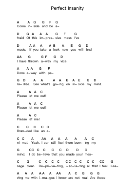 Perfect Insanity Ghi chú đàn piano bởi Disturbed - Arr.Windict