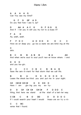 Here I Am Piano letter notes by Steve Vai - Arr.Thomfrank Springper