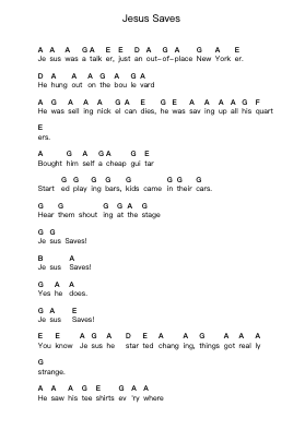 Jesus Saves Piano letter notes by Savatage - Arr.Beckfey Earlnice