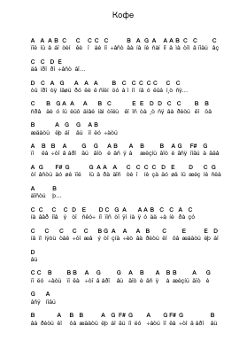 Кофе पियानो पत्र नोट्स द्वारा Lumen (Russia) - Arr.Sukin