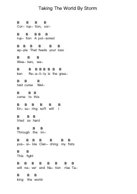 Taking The World By Storm पियानो पत्र नोट्स द्वारा Kataklysm - Arr.Corsay Parhys