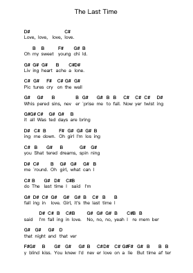The Last Time Piano letter notes by Badlands - Arr.Humbart Browningboyd