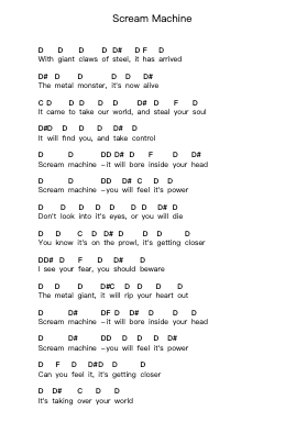 Scream Machine Piano letter notes by Beyond Fear - Arr.Jannuel Graceche