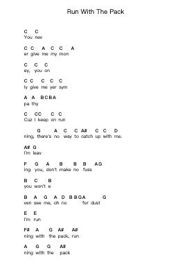 Run With The Pack Piano letter notes by Bad Company - Arr.Janedo