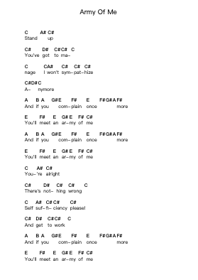 Army Of Me Nota surat piano oleh Björk - Arr.Sajoy