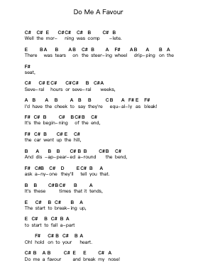 Do Me A Favour पियानो पत्र नोट्स द्वारा Arctic Monkeys - Arr.Jonessibyl Midsopp