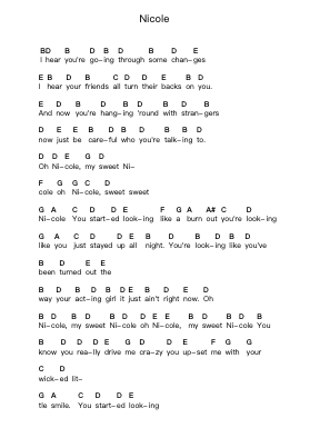 Nicole Piano letter notes by Point Blank - Arr.Thoclare