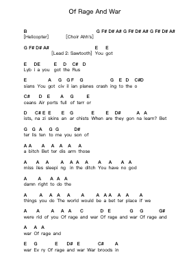 Of Rage And War 피아노 악보 Savatage - 편곡 Paggai Noelsay