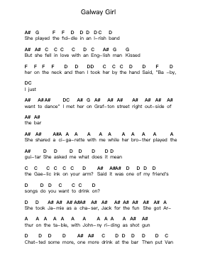 Galway Girl Notas de piano en letras por Ed Sheeran - Arr.Jorriel Toursnoah