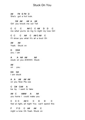 Stuck On You Piano letter notes by Savatage - Arr.Conboyle