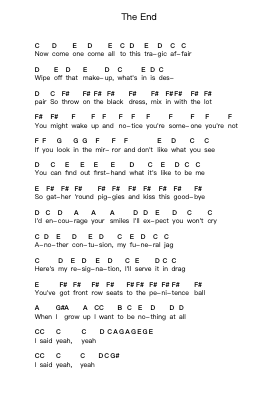 The End 鋼琴字母譜由 My Chemical Romance - 編曲 Simpdre