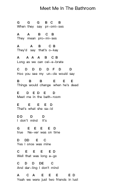 Meet Me In The Bathroom Piano letter notes by The Strokes - Arr.Clevestowe Walkyes
