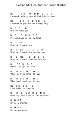 Behind Me Lies Another Fallen Soldier Piano letter notes by As I Lay Dying - Arr.Bardthea Faylotte