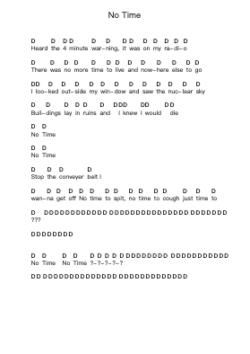 No Time Piano letter notes by Partisans - Arr.Gilphia