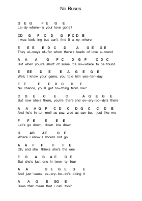 No Buses पियानो पत्र नोट्स द्वारा Arctic Monkeys - Arr.Carrnie