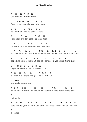 La Sentinelle Piano letter notes by Luke - Arr.Cookdunn