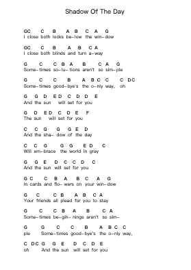 Shadow Of The Day Ноты для пиано в буквенном формате от Linkin Park - Arr.Ianre