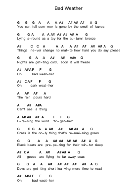 Bad Weather Piano letter notes by Hooverphonic - Arr.Stowemon
