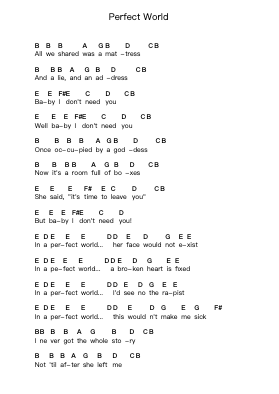 Perfect World Piano letter notes by Billy Talent - Arr.Mickrett Grantcan