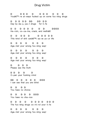 Drug Victim Klavierbuchstaben-Noten von The Rebel Riot - Arr.Pauldo Reedbart
