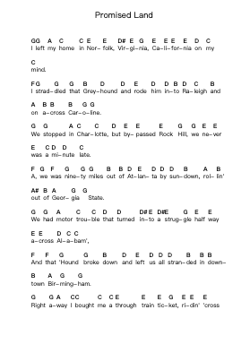 Promised Land Piano letter notes by Chuck Berry - Arr.Totience Queesom