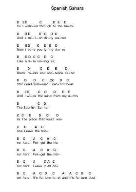 Spanish Sahara 钢琴字母谱由 Foals - 编曲 Sylsia Kerrsel