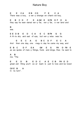 Nature Boy Piano letter notes by Eden Ahbez - Arr.Natmatt
